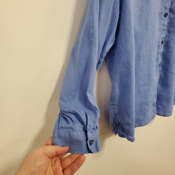 J Jill Love Linen Womens Button Up Top Size L Petite Beach Costal Sustainable - Picture 3 of 11